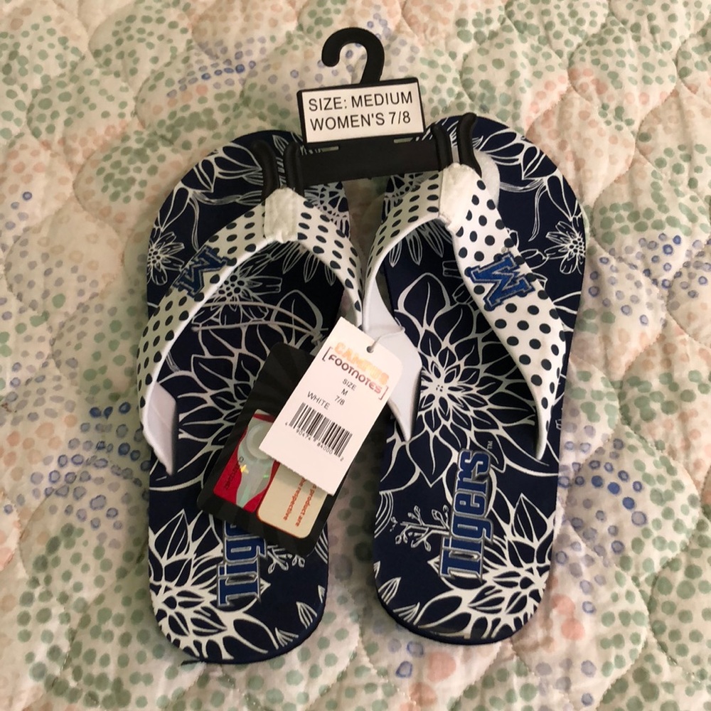 Memphis Tigers themed flip flops